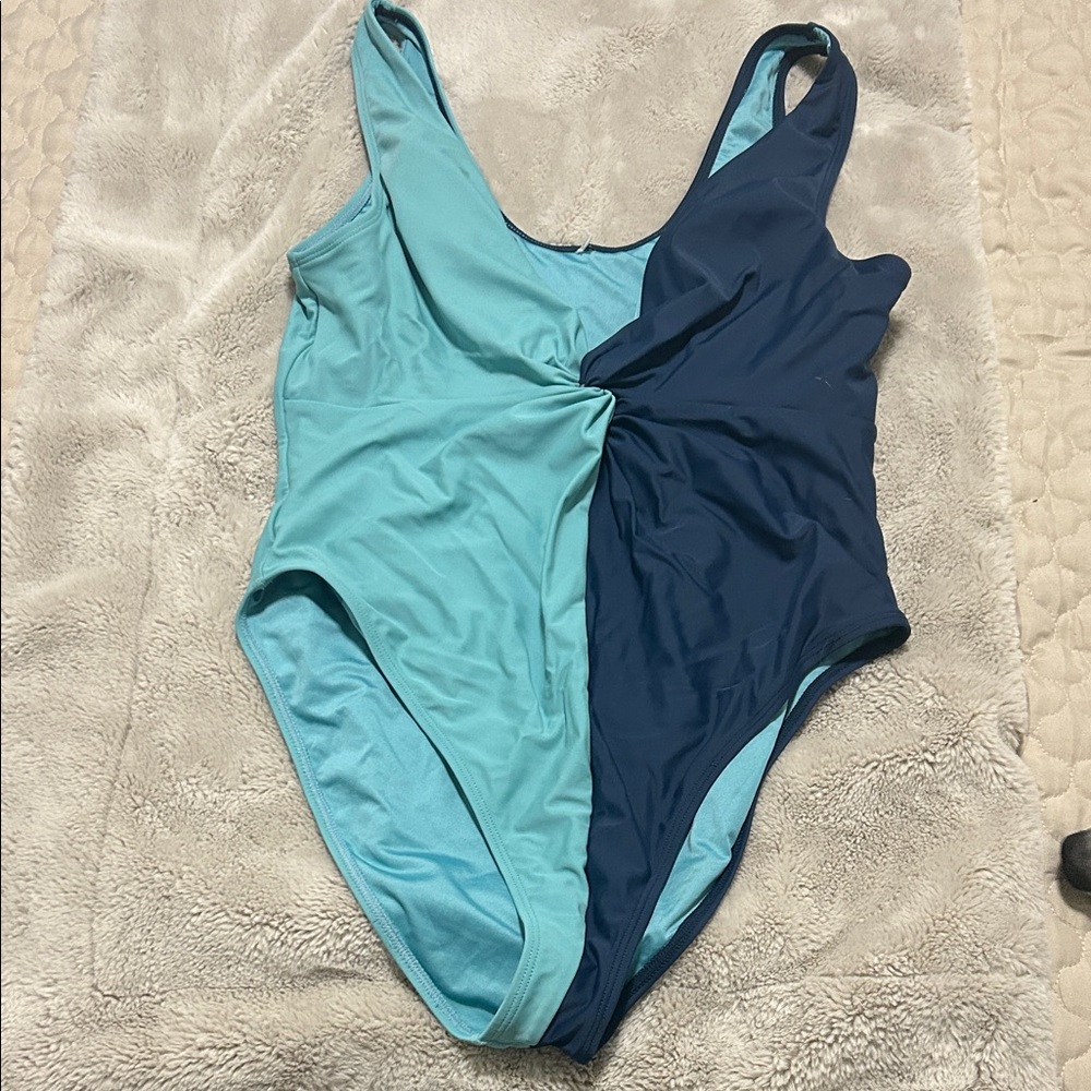 Two-Tone Blue Swimsuit